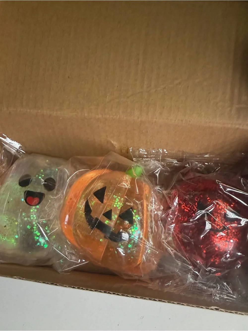 Halloween Squishy Toys 3 Pack Pumpkin Ghost Devil New in Package